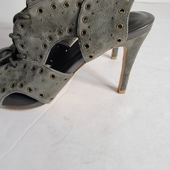 Joie Shoes 39.5/ 8.5 Aeron Lace Up Heel Sandals Ash Green - Picture 3 of 6